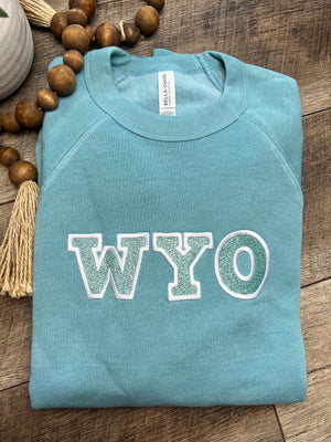 Embroidered Glitter Wyo Fleece Crew