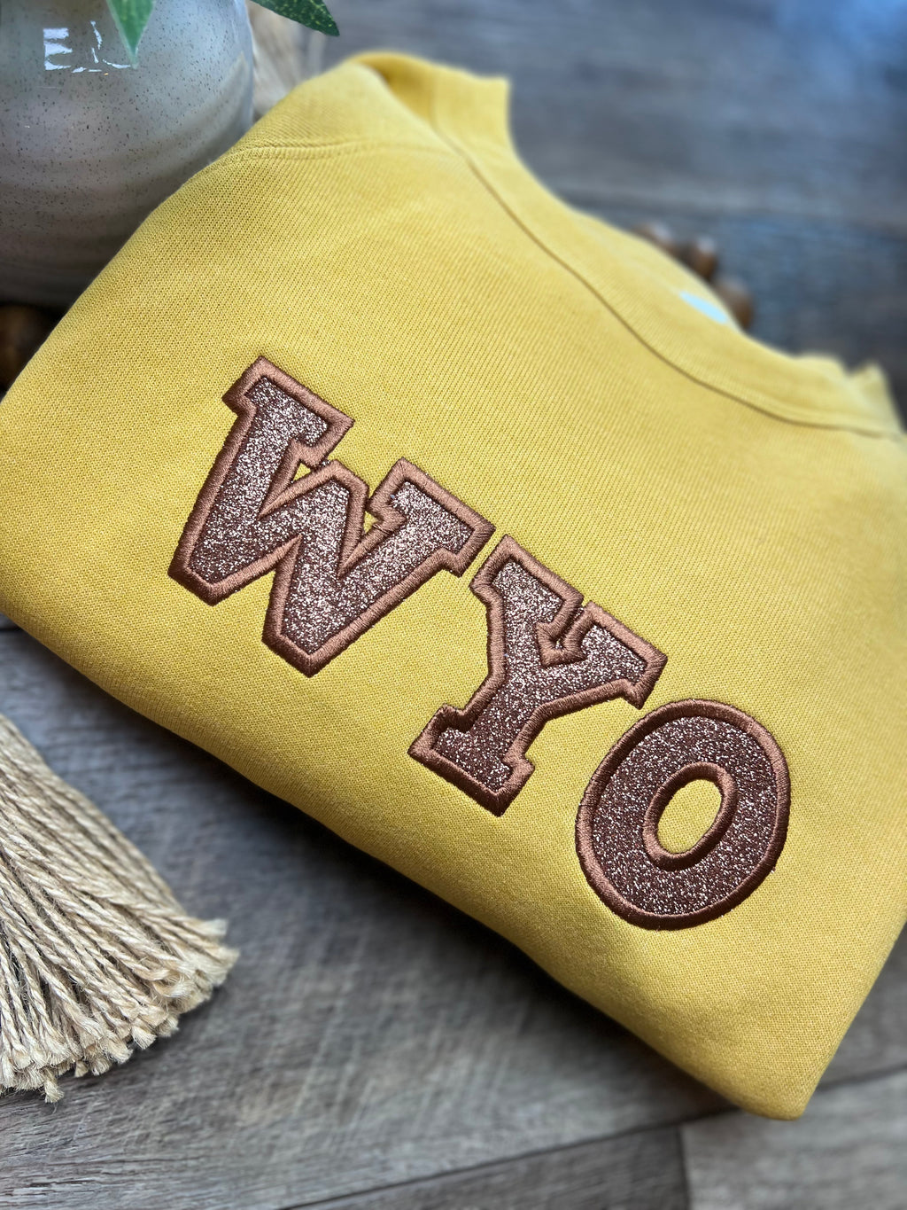 Embroidered Glitter Brown & Gold