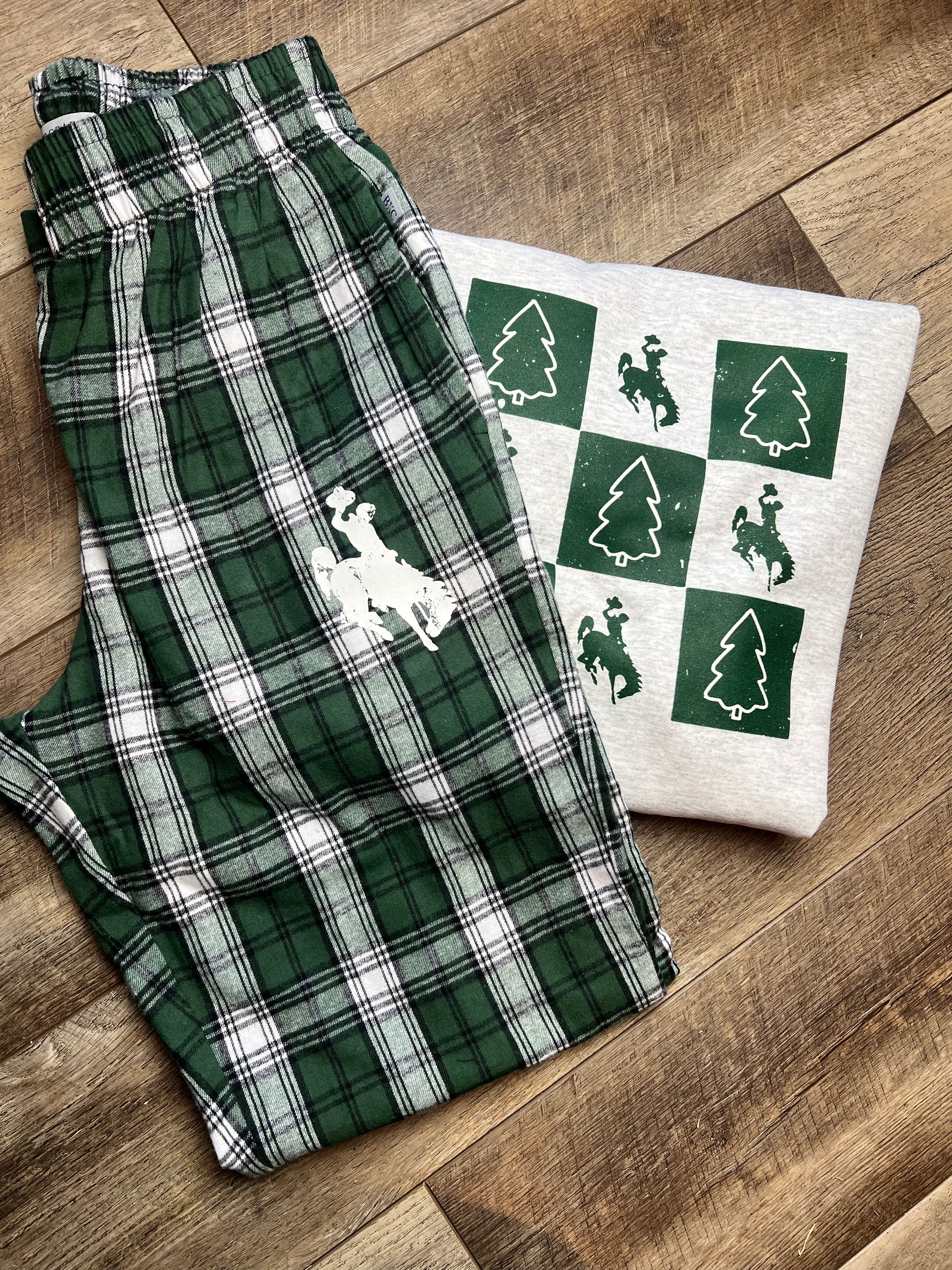 Green Flannel Joggers