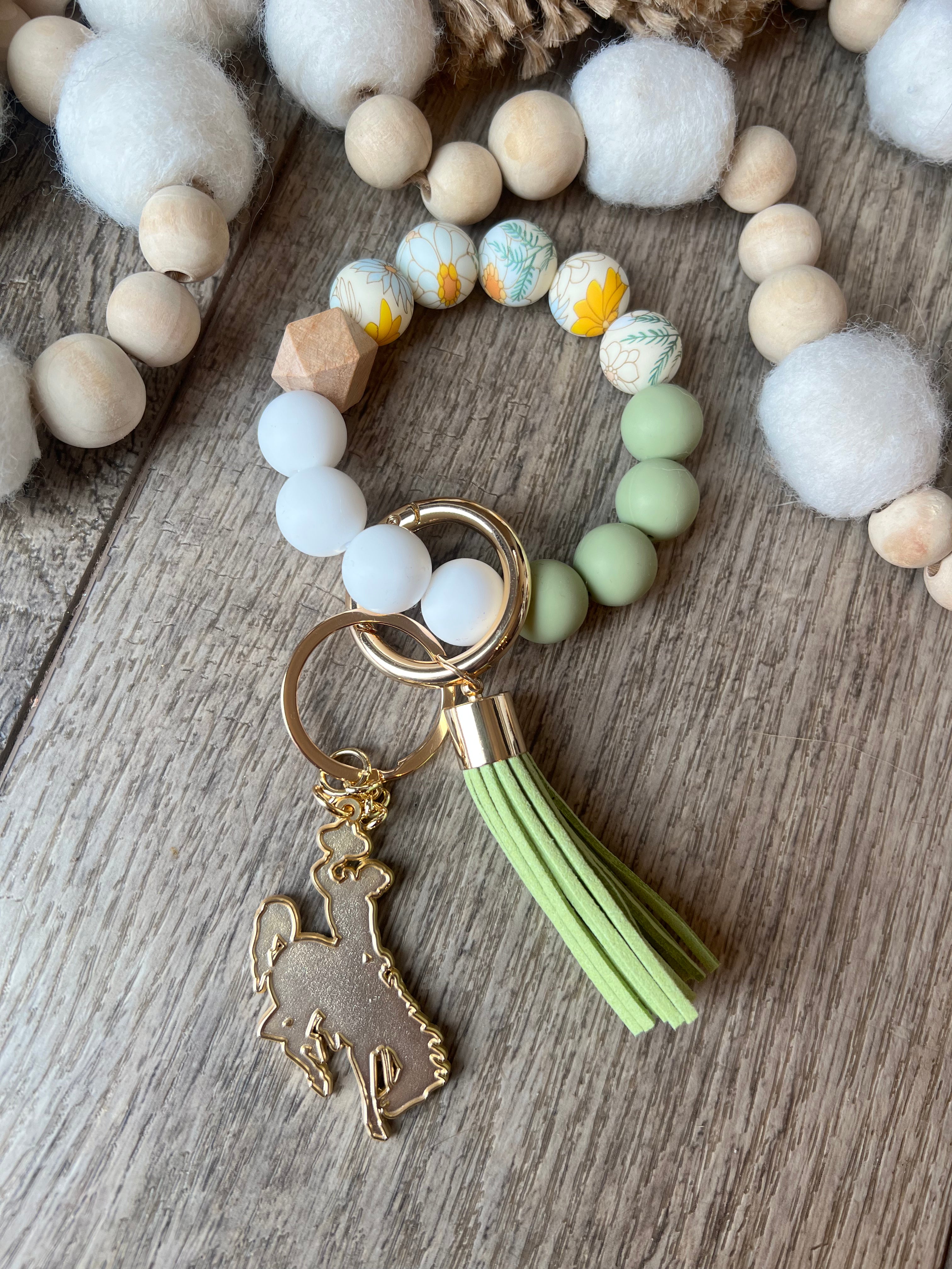 Steamboat Bangle Keychain | Silicone Wristlet Key Ring | Bead Bracelet