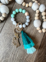 Steamboat Bangle Keychain | Silicone Wristlet Key Ring | Ombre Tassel