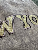 Embroidered Drop Shoulder Crew Neck Pullover Sweatshirt