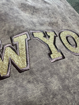 Embroidered Drop Shoulder Crew Neck Pullover Sweatshirt