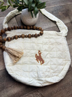 Embroidered Quilted Shoulder Bag