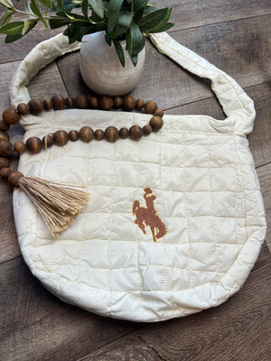 Embroidered Quilted Shoulder Bag
