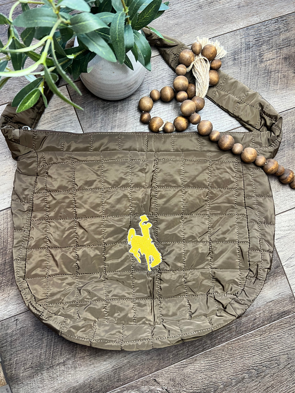 Embroidered Quilted Shoulder Bag