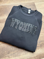 Embroidered Glitter Black Wyoming Fleece Crew