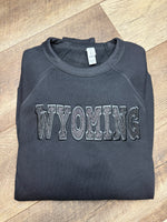 Embroidered Glitter Black Wyoming Fleece Crew
