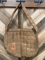 Pistol Pete Genuine Leather Patch Quilted Zipper Large Shoulder Bag