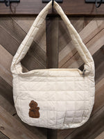 Pistol Pete Genuine Leather Patch Quilted Zipper Large Shoulder Bag