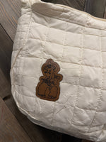 Pistol Pete Genuine Leather Patch Quilted Zipper Large Shoulder Bag