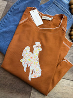 Wyoming Floral Steamboat Waffle Knit Top
