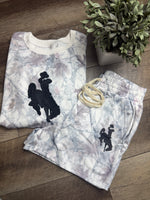 Embroidered Light Grey Abstract Woodland Camo Lounge Set