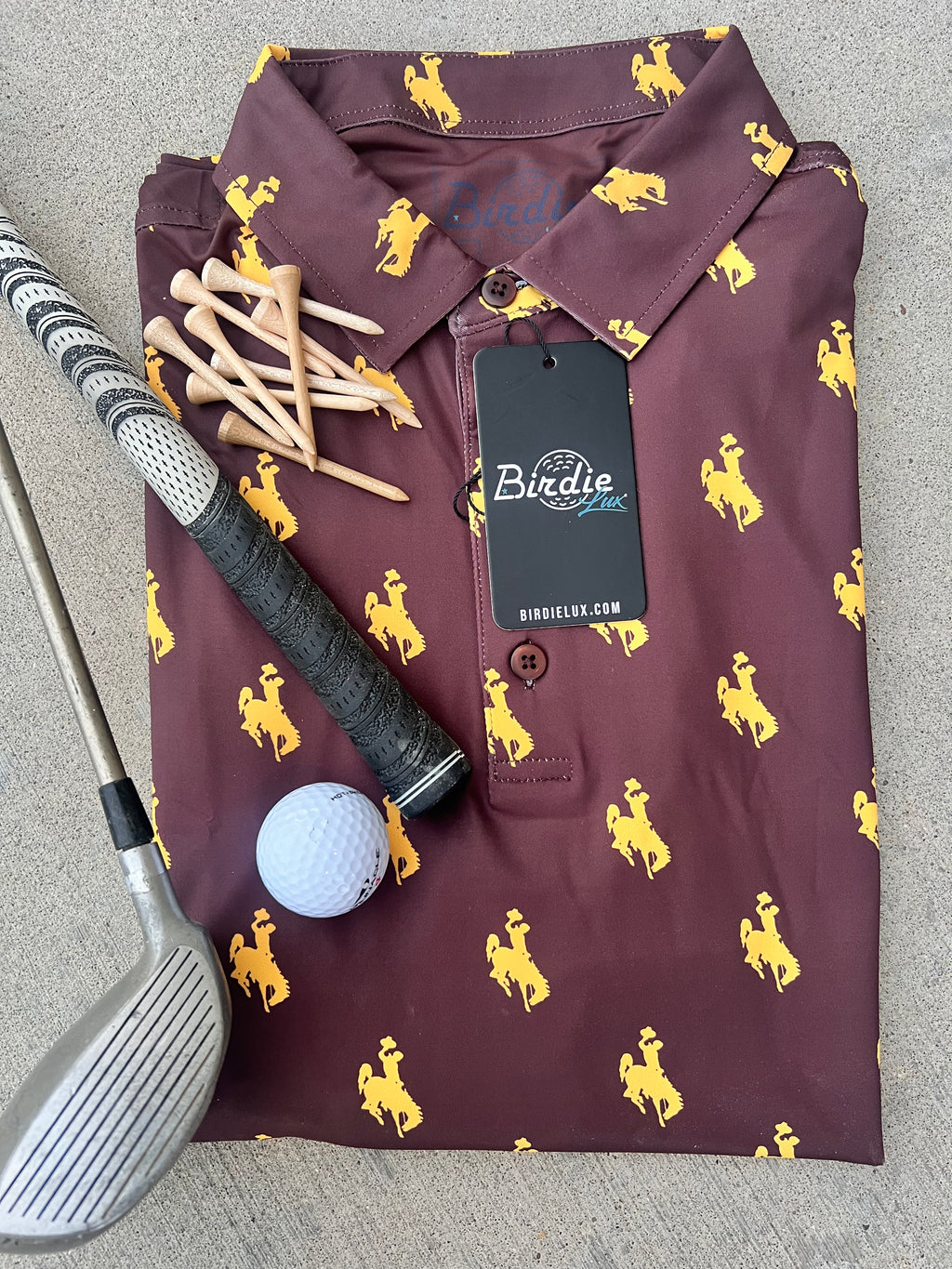 Men's Brown & Gold Golf Polo