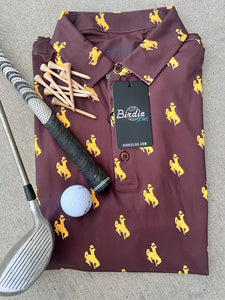 Men's Brown & Gold Golf Polo