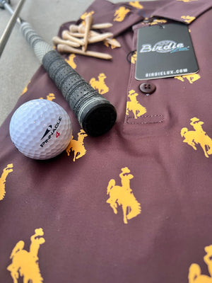 Men's Brown & Gold Golf Polo