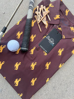 Men's Brown & Gold Golf Polo