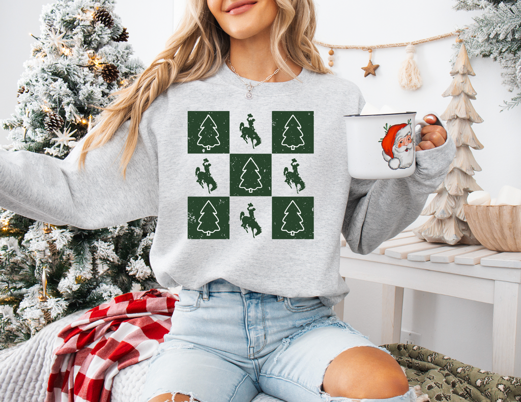 Checked Christmas Fleece Crew