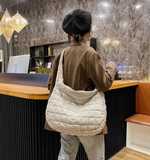 Pistol Pete Genuine Leather Patch Quilted Zipper Large Shoulder Bag