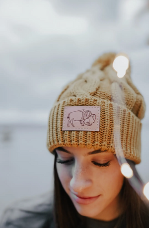 Buffalo Leather Patch Beanie