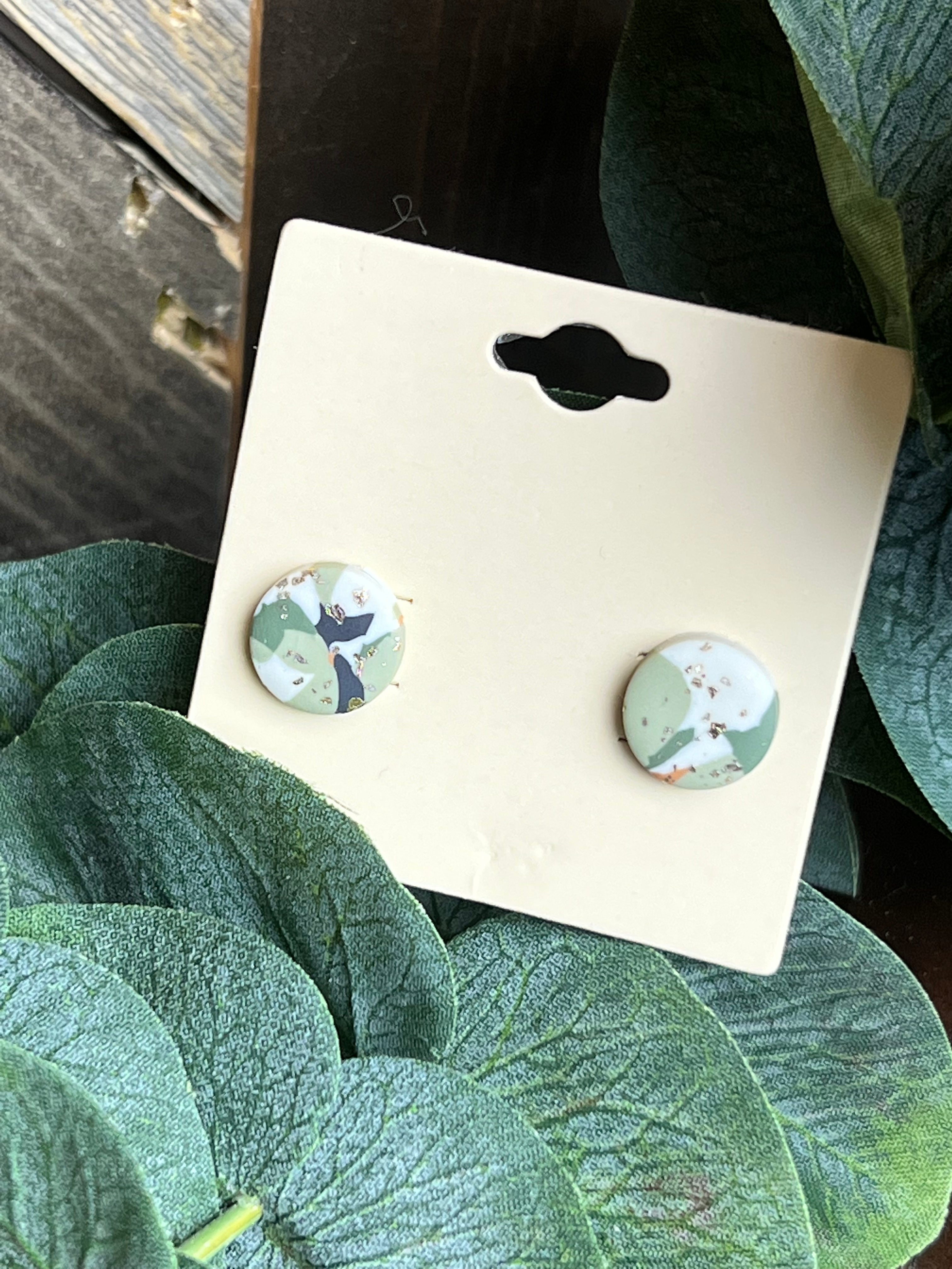 Abstract Print Polymer Clay Stud Earrings
