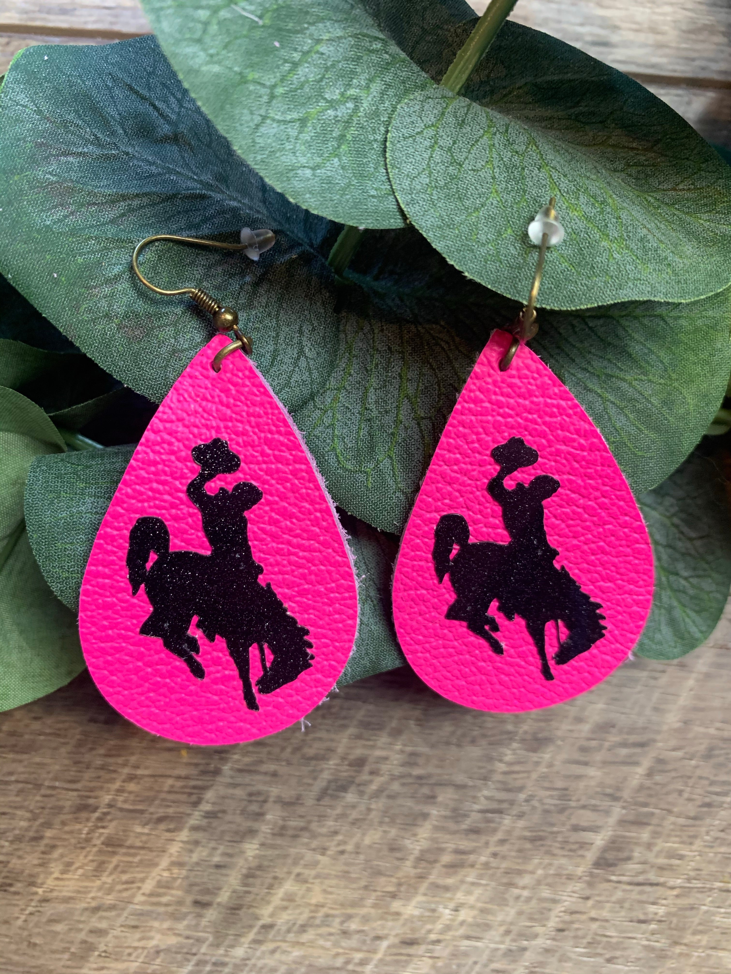 Pink Leather Steamboat Earrings