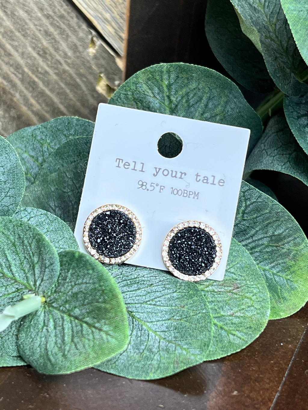 Druzy disc stud earrings