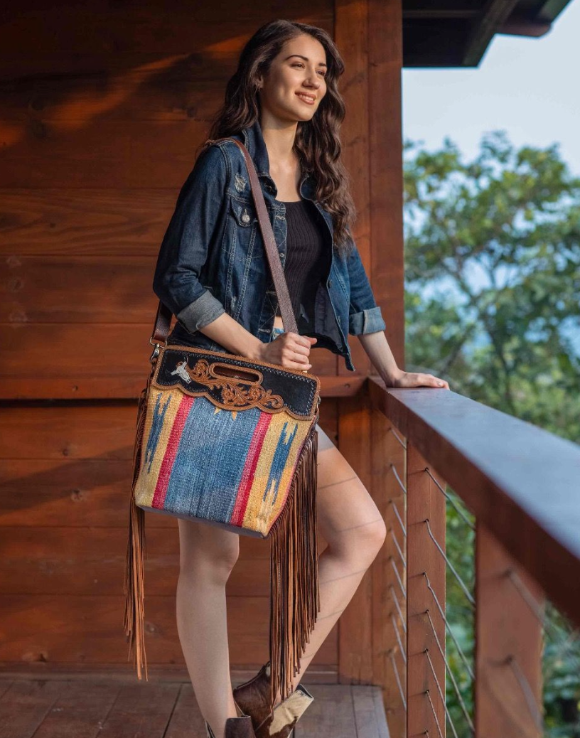 Blue Stream Hand-Tooled Bag