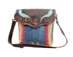 Blue Feather Hand-Tooled Bag