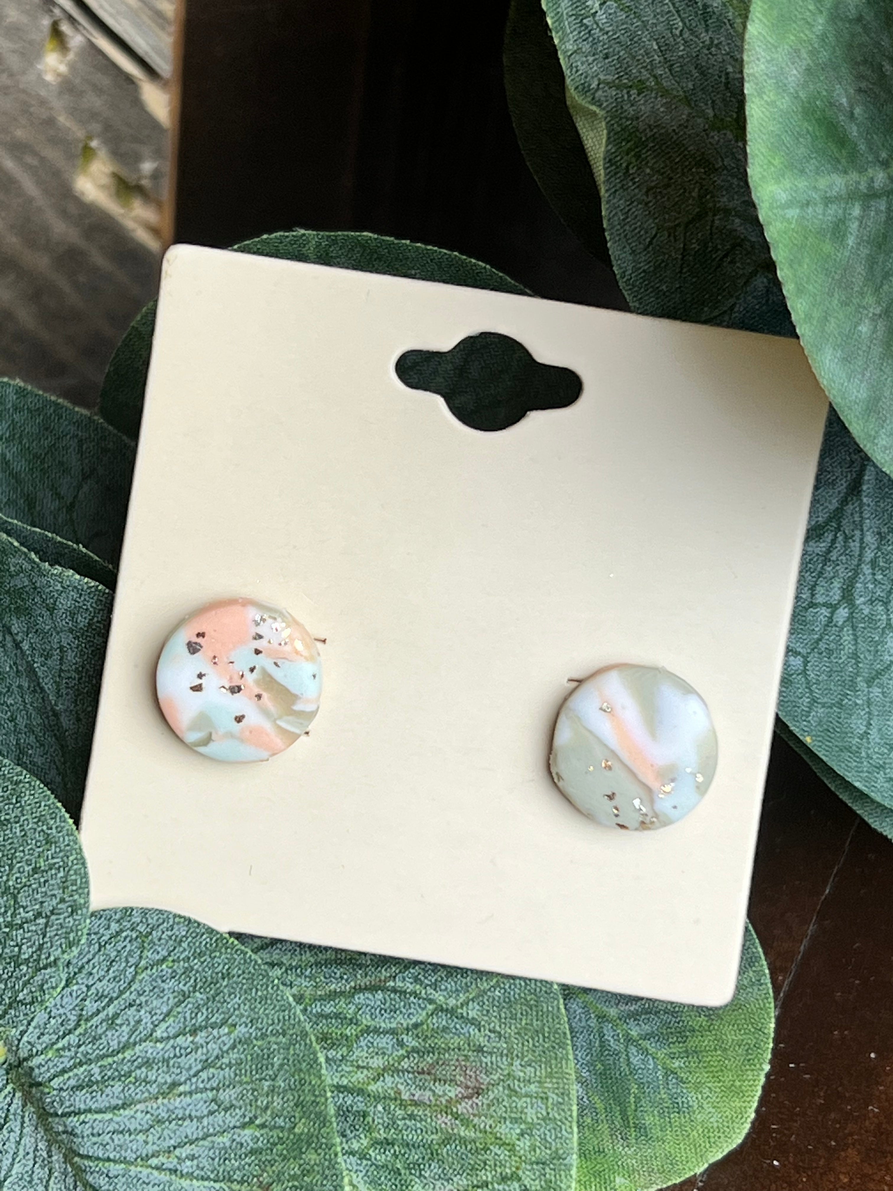 Abstract Print Polymer Clay Stud Earrings