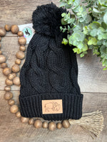Buffalo Leather Patch Beanie